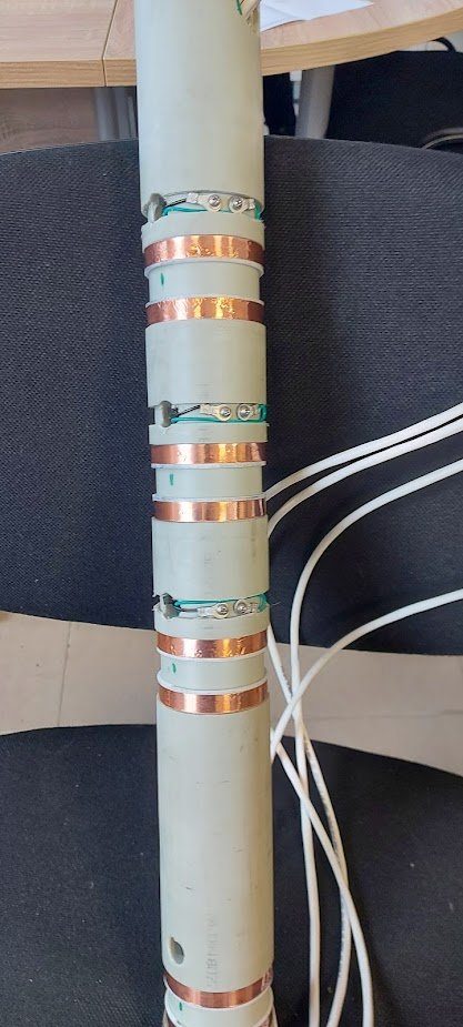 Mérési szint közelről: rézgyűrűs elektródapár